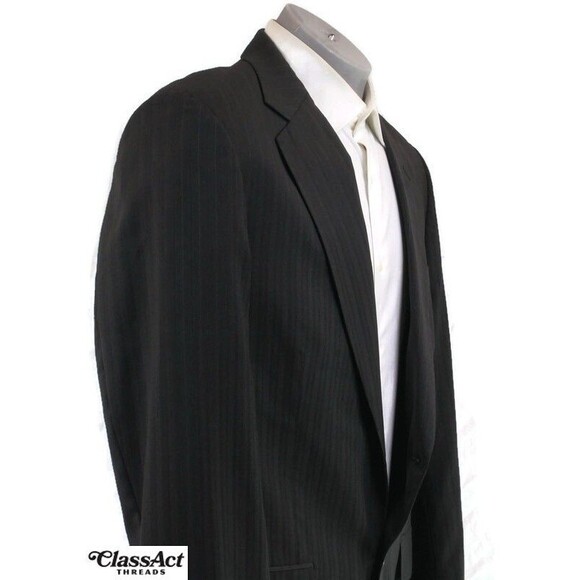 Zylos George Machado Wool Charcoal Gray Striped 2 Pc Suit 42R Flat Fronts 36" W - Picture 5 of 10